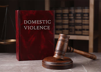 Gavel in front of book titled Domestic Violence