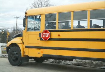 Close up of a yellow schoolbus 