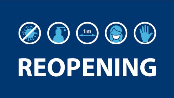 Reopening with social distancing guidelines graphic