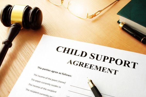 Child Support Agreement next to a gavel