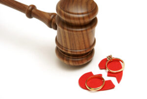 rings with broken heart and gavel